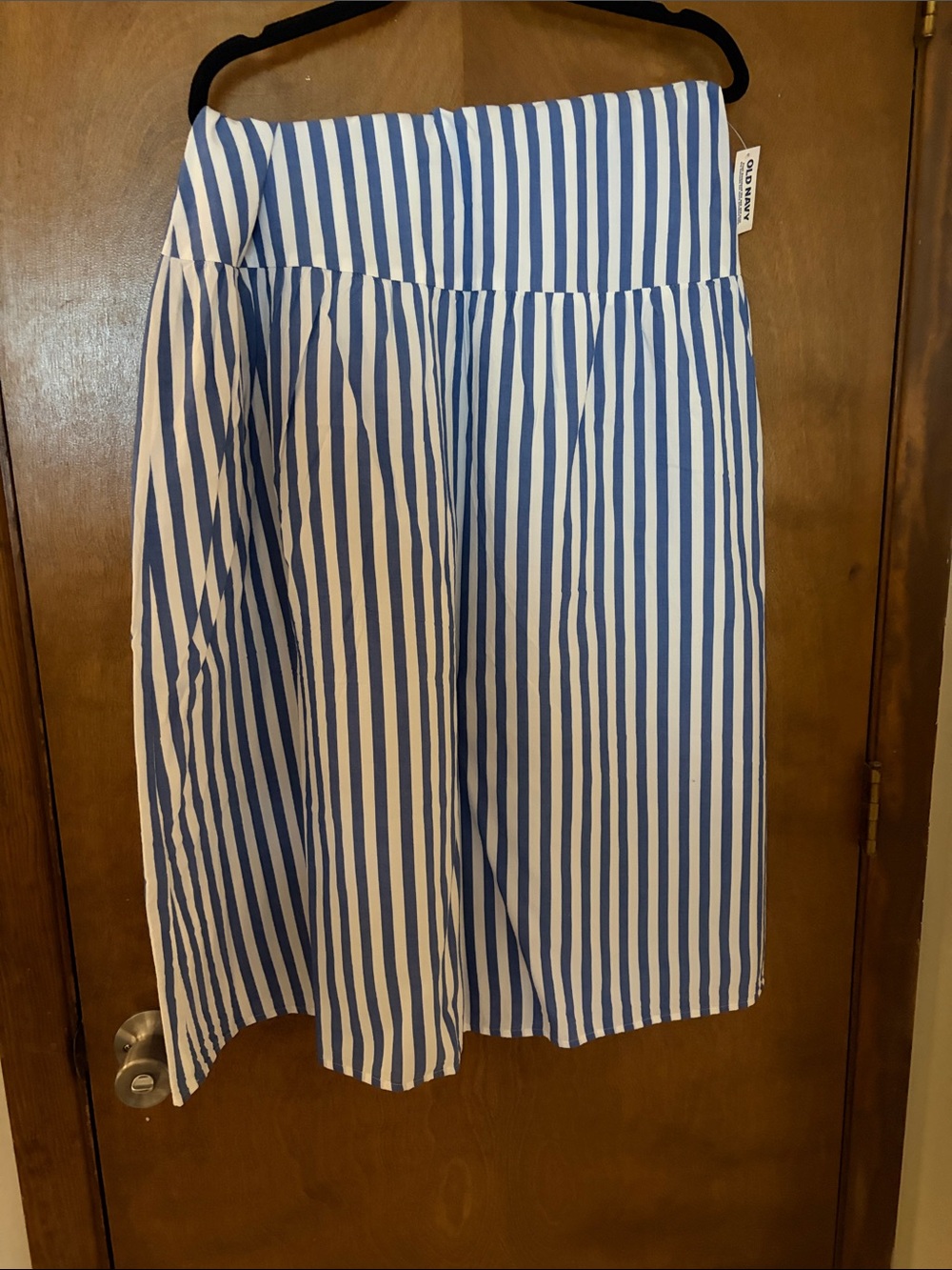 Old Navy Blue & White Vertical Stripe Circle Skirt